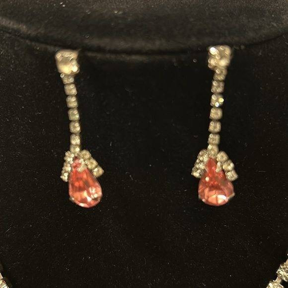 Pink Rhinestone Necklace/Earring Set - Picture 3 of 5